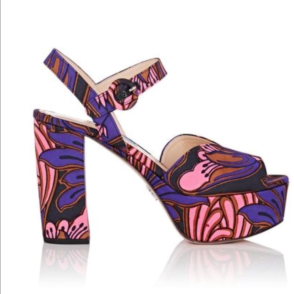 Prada Tulip Silk Platforms Sz 38
